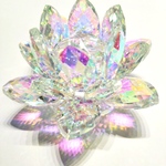 クリスタル サンキャッチャー 蓮の花 オーロラ レインボー オブジェ 置物 ハス ガラス