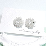 ❣️Thanks100❣️［再販5] 　雪の華❄️ 紫陽花　ドームピアス／イヤリング／樹脂ピアス〜純白〜　パーツ変更可　クリスマスプレゼント　成人式　和装　紫陽花　紫陽花ピアス