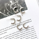 6pcs[シルバー] 太め シンプル カン付き フープ ピアス カン付き   m815
