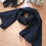ダブルガーゼ　綿100 レース刺繍のストール　ブラック　日よけ対策　日焼け対策　UV対策　冷房対策