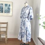 スワッグワンピース　サテン花プリント　ネイビー×オフホワイト ＊暮らしの店sacchi＊