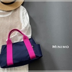 新色・SIOCO・Miramareシリーズ 国産11号帆布トートバッグ【MINIMO】11号帆布（ネイビー）×コットン（黒）×持ち手紐 48mm幅（マゼンタ）サイドポケット　差し色　ネイビー　母の日