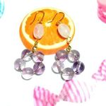 ピアス　フローライト（パープル）＆ローズクォーツ