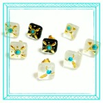 * 再販×3 * ターコイズピアス ターコイズイヤリング * ガラスタイル * 夏