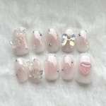 純欲❤️チークネイル　ワンホンネイル💅韓国ネイル　ネイルチップ