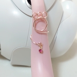 （新作）10月誕生石ローズ💍aibo アメリカ製ワイヤー肉球しっぽリング ピンクゴールド