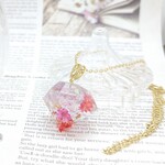 ダイヤ モチーフ ネックレス  花  レッド