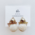 pierce／earring  レジン  shizuku gold marble 真鍮バー