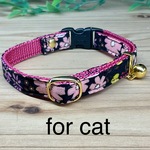 猫　首輪　宝来鈴　ゴールド　和柄　お花　ピンク　安全バックル　ハンドメイド