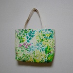 ダブルフェイス深めトート☆水辺の花々☆帆布＆本革タグ