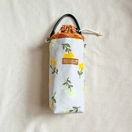 保冷保温ボトルカバー 持ち手付き【北欧風花柄×かごプリント生地】飲み物の持ち運びもオシャレに可愛く♪