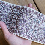50㎝カット済【インド刺繍リボン】シルク　刺繍　リボン　りぼん   【アイボリー】