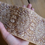  1mカット済【インド刺繍リボン】シルク　刺繍　リボン　りぼん   【マスタード】