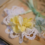 レースとお花のつけ襟スタイ👒うさぎさんの帽子やサンバイザーにも