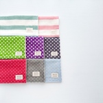 受注製作】名入れ可＊太ボーダー＊オーガニックコットン6重ガーゼハンカチ