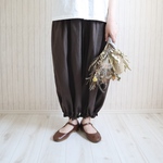 【受注製作】ドロワーズパンツ(ダークブラウン)｜低身長さんのためのナチュラル服ELLIE(エリー)