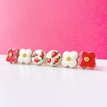 レトロ椿の美濃焼ピアスorイヤリングセット　母の日　結婚式　和装　浴衣　前撮り　写真撮影