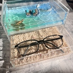 オーダー品　海辺のアクセサリーBOX  珊瑚砂　波紋アート　レジン　海　エポキシ　ウミガメ　沖縄　ハワイアンジュエリー　什器　メガネケース　敬老の日　父の日　母の日　旅行　ビーチ　ハワイ　