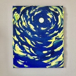 「大きな満月の夜」 F3（220mm×273mm）抽象画 絵画 壁面装飾 壁飾り インテリア 雲 夜空 月夜 星空 アート 風景画 原画