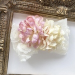  ウェディング♡ヘッドドレス♡浴衣♡ギフトハート大人可愛いお花♡オーガンジーリボン♡キッズクリップ♡バッグに付けても♡プチギフト