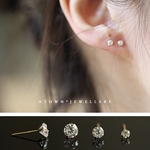 【再販】3mm  一粒 ダイヤ ピアス 18k キラキラ つけっぱなしOK 定番ピアス 金アレ対応  樹脂イヤリング ／ 樹脂ピアス