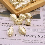アンティークデザイン楕円両カンチャーム（Gold frame / White)  20mm x 11.5mm　2個