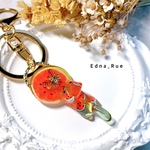 猫ちゃんフルーツ🍉キーホルダー (ネックレスへの変更可) 送料無料 ジャンピング猫 レジン スイカ