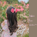 ビビッドpink＆ホワイトレースのコントラストが美しい💖薔薇リボンのヘアアクセサリー