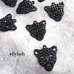 【再販】4個/ブラックメッキ　レオパードメタルチャーム　豹　CH151