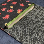 麻の葉タコ柄黒色＊御朱印帳入れ/1,2冊用/再販なし