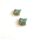 【特集掲載】Goldフリンジ ループ ビーズピアス/イヤリング【Turquoise green】