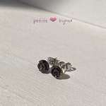 黒蝶貝 6mm 薔薇 片穴 サージカルステンレス製 ピアス シルバーカラー