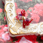 【天使のリボン】薔薇／スターフラワー／花／赤／パープル／金箔／ガラスストーン／ドライフラワー／ゴールド／フリーサイズ／フォークリング
