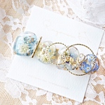 楕円とお花のレジンヘアクリップ