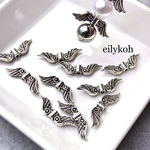 6個/ シルバーメッキの天使の羽　スペーサービーズ　BE37