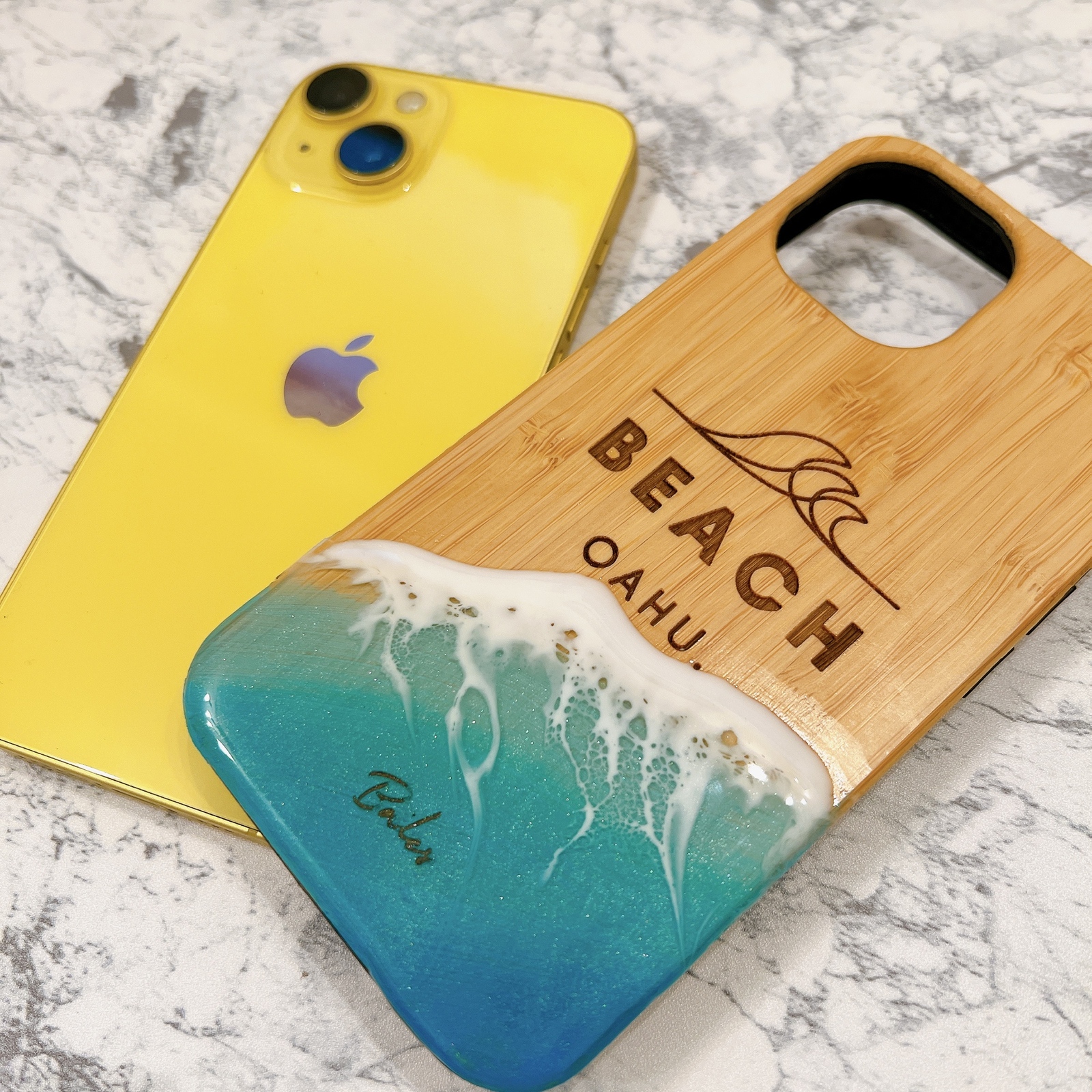天然シェルが煌めく海のスマホケースAndroid 波デザイン iPhoneケース 