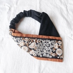 インド刺繍リボンのクロスターバン（片側）　　ヘアバンド　ターバン