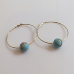 【SALE】14kgf 夏色天然石フープピアス