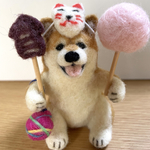 夏祭り🏮縁日の屋台を満喫する柴犬ちゃん🐕羊毛フェルト(綿菓子)