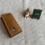 柴犬、牛革４連キーケース（ブラウン）