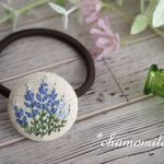 「再販」ラベンダーの刺繍ヘアゴム