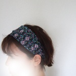 新作　アラベスク東欧風の柄が色合いの美しい　こっそり抜き刺繍コットンゆるターバン　大人なアクセントに