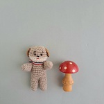 あみぐるみ　いぬ(トリコロールリボン)