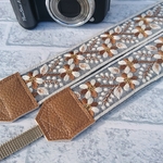 再販  カメラストラップ  インド刺繍リボン 旅行  お花見  ⑪ｳｫｯｼｭﾌﾞﾙｰ