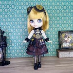 ブライスsize☆スチパンコーデ※ワンピースセットのみ※　B1上ストライプ下濃茶