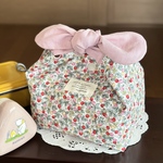 - ̗̀ 保冷保温  ̖́-  ＊丸いリボンのお弁当袋＊レトロベリー  クリムゾンレッド×ピーチピンク