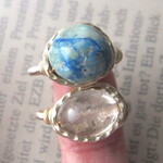 イヤーカフ2個セット☆アズロマラカイト＆ルチルGOLDハンドメイド