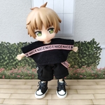 NICEリボンのドルマンスリーブセットアップ☆ねんどろいどどーる 服☆黒×黒