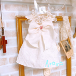 ナチュラル💓軽くて可愛い♪夏も着れる💓生成りハーフリネンナチュラル♪シャーリングワンピース　春夏ワンピース　犬服　犬ワンピース