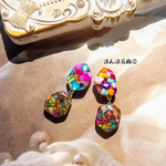 【キャンディーパーラー】カラフル／シェル／浄化／お守り／ドライフラワー／薔薇／レインボーローズ／小ぶり／揺れる／金属アレルギー対応／サージカルステンレス／ピアス／イヤリング可